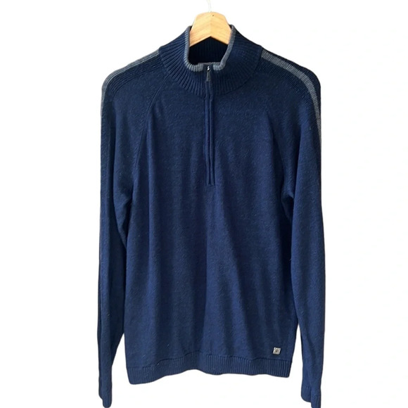 Smartwool Men’s Navy Quarter Zip M Sporty Sweater Merino Wool Blend - Picture 1 of 10